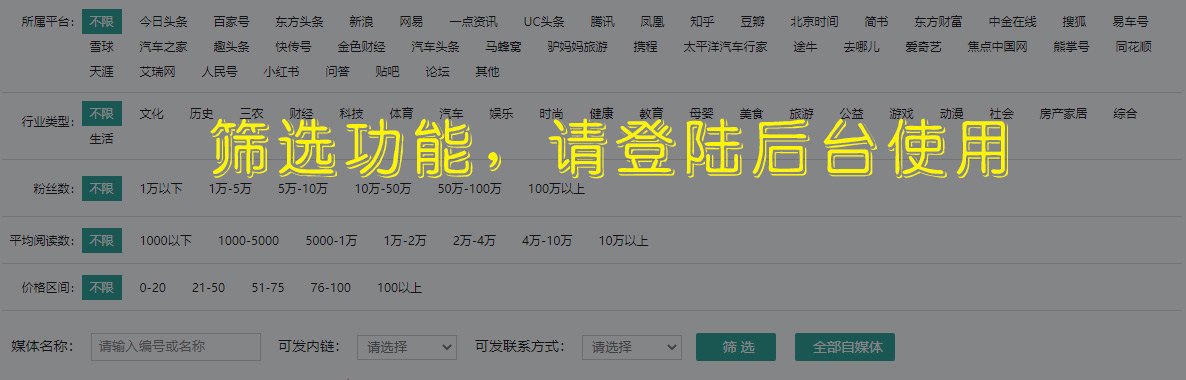 自媒體價(jià)格